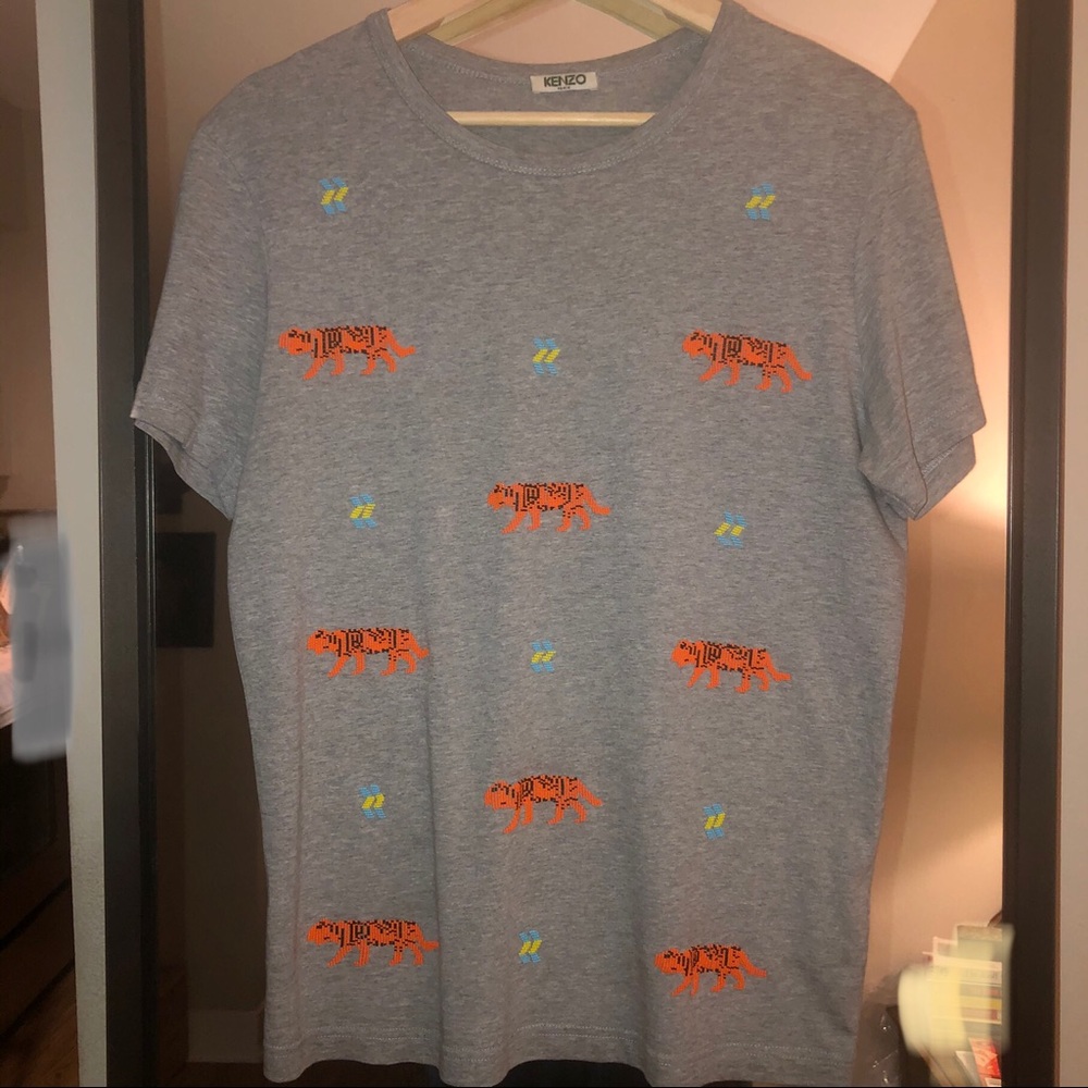 Cool KENZO beaded heather grey jungle t-shirt